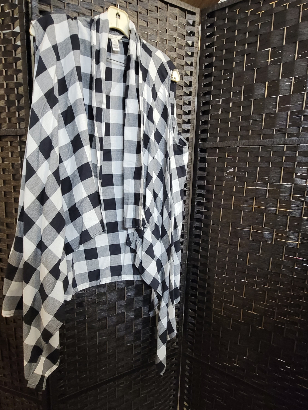 Checkered Sleeveless Cardigan